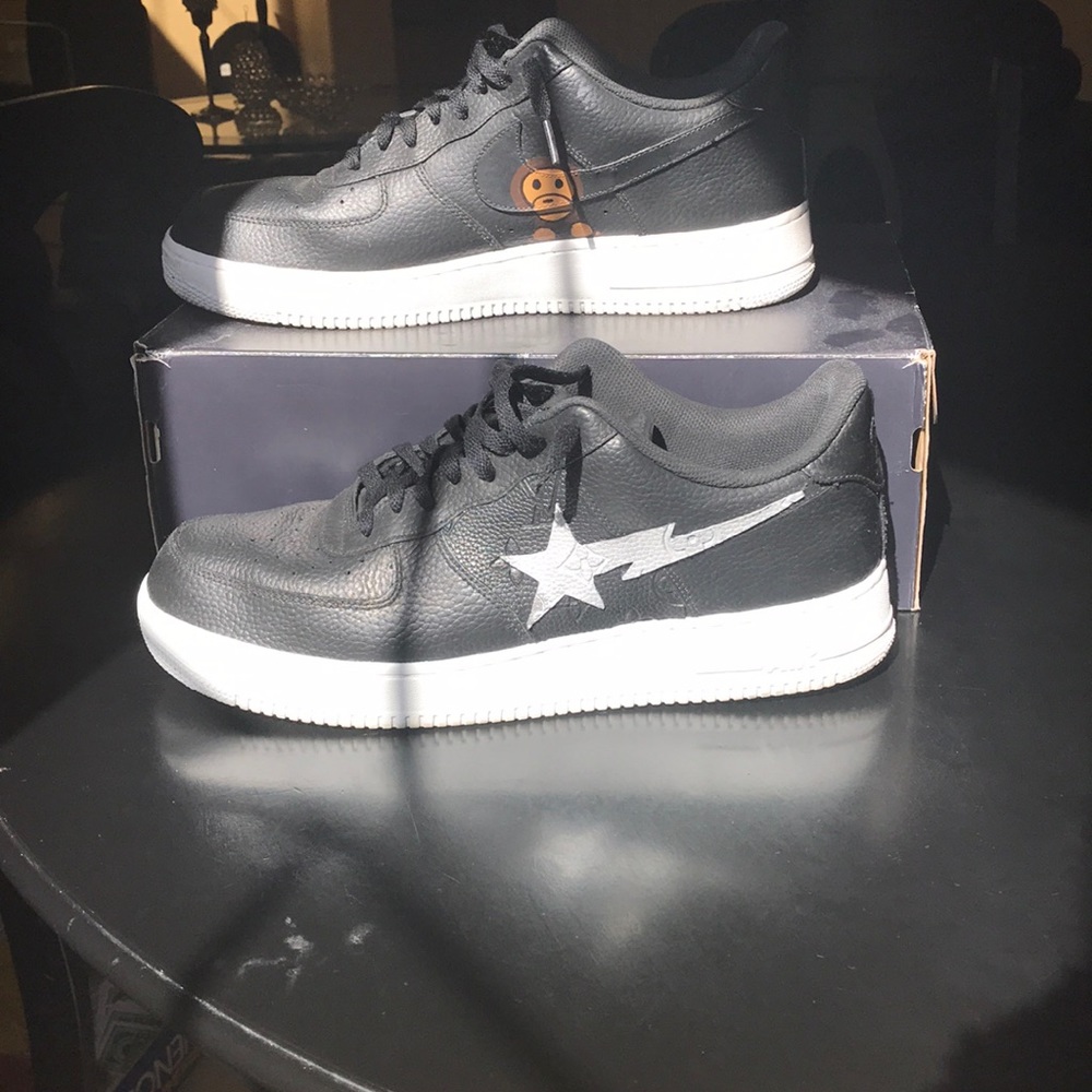 Custom bape Air Force 1 with Louis Vuitton leather